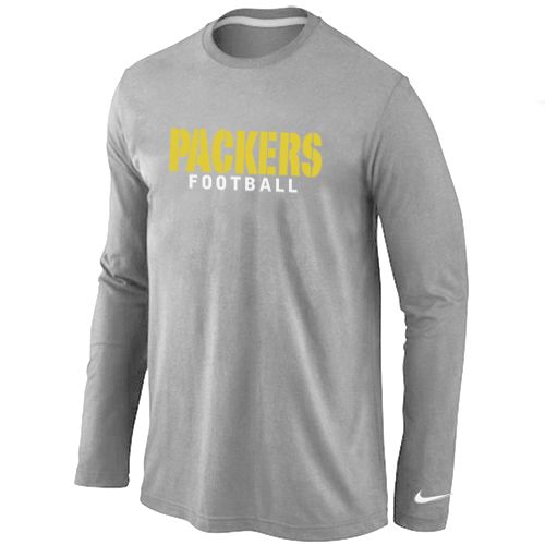 Nike Green Bay Packers Authentic Font Long Sleeve NFL T-Shirt - Grey